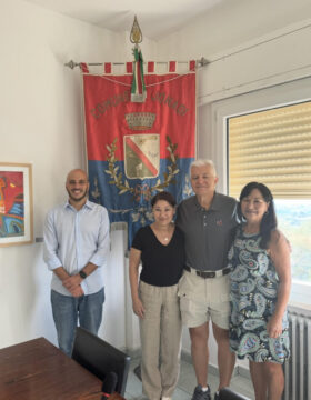 Meeting the town mayor of Ionadi Calabria on family heritage tour Calabria