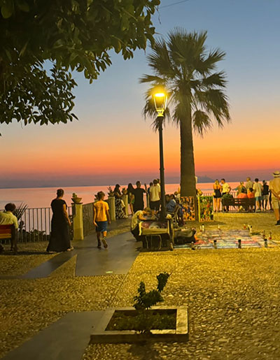 Sunset view over Piazza Cannone in Tropea, Calabria