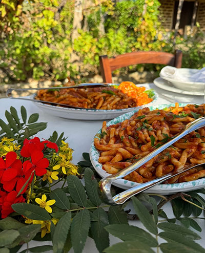 Traditional Calabrian fileja pasta served with sauce