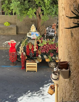 Walking through Tropea’s old town with traditional streets and local shops