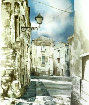 Painting of a Calabria Street