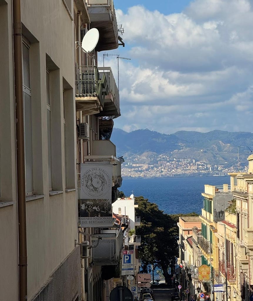 Panoramic sea view from Reggio Calabria looking across to Sicily
